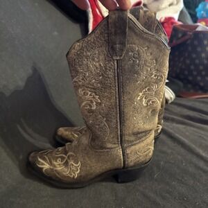 Old West Western Distressed Girls Cowboy Boots  Size 3